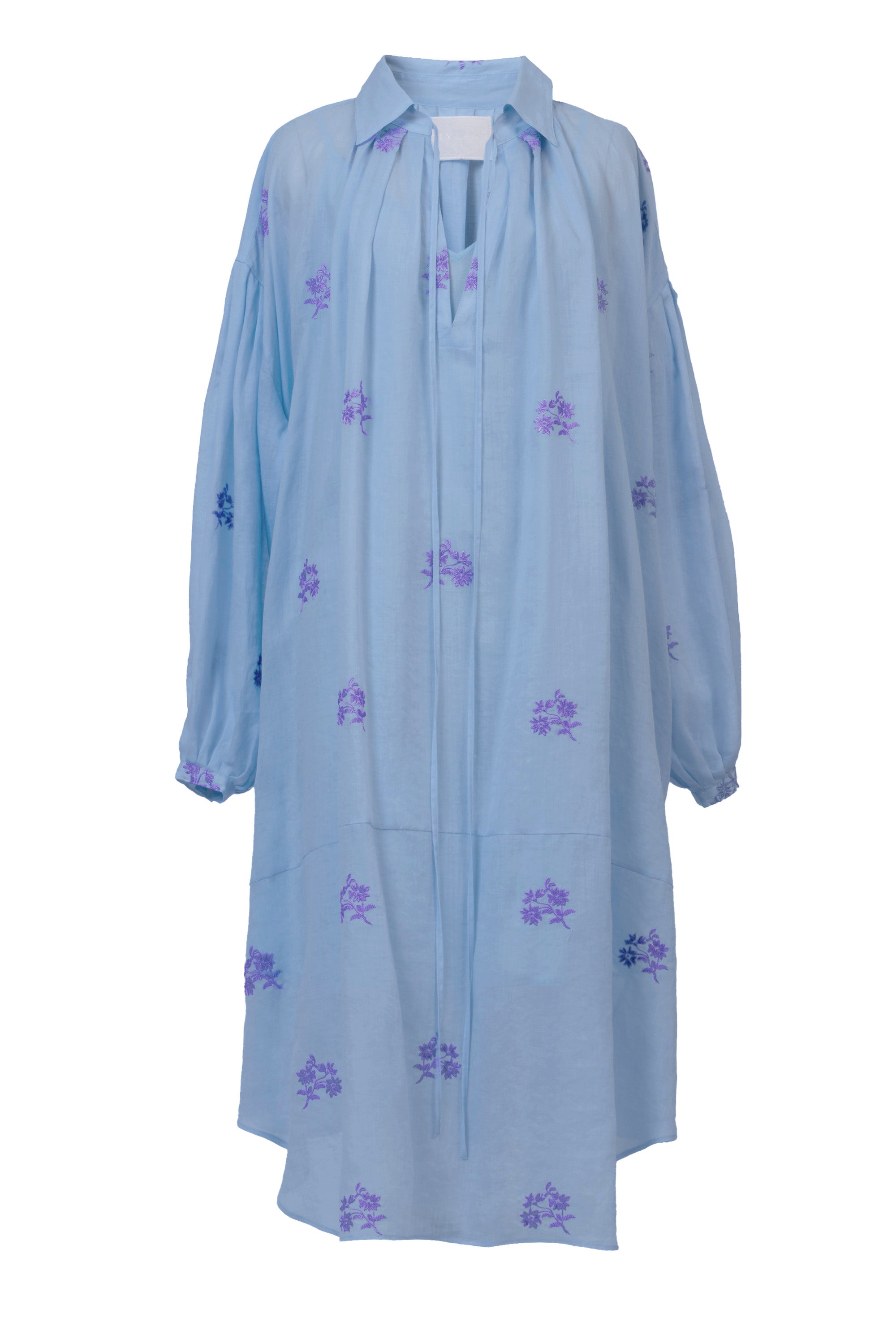 Embroidery Tunic Dress | Sea Blue – MYLAN ONLINE SHOP