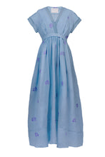 Load image into Gallery viewer, Embroidery Tack &amp; Gather Long Dress | Sea Blue
