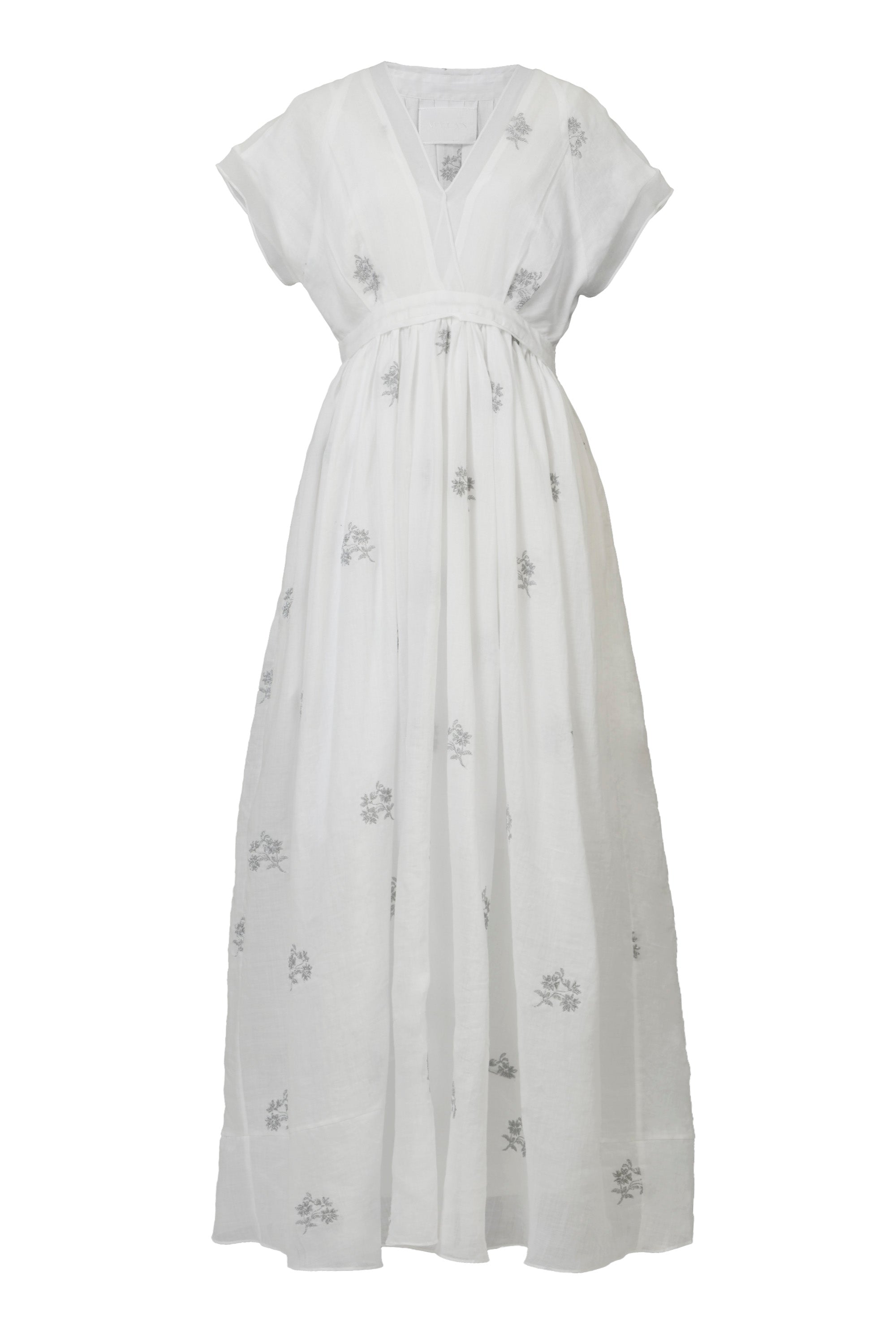 Embroidery Tack & Gather Long Dress | Shell White – MYLAN ONLINE SHOP