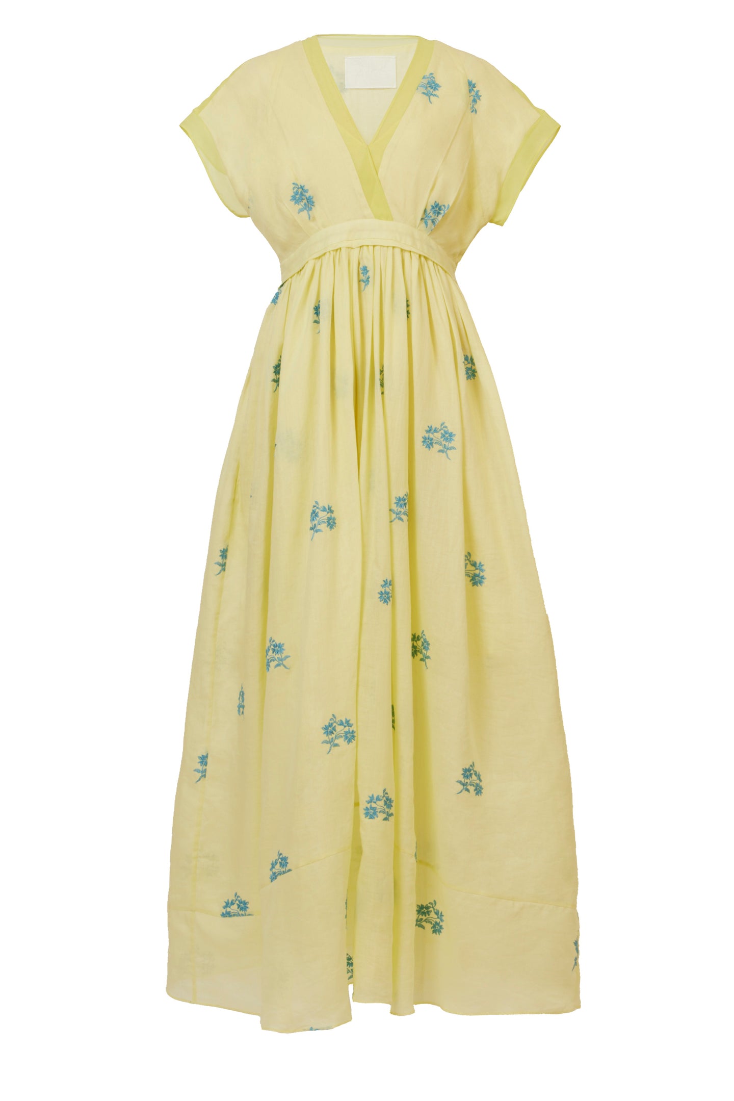 Embroidery Tack & Gather Long Dress | Citrine