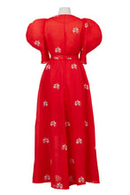 Load image into Gallery viewer, Embroidery Volume Sleeve Dress | Coral Red
