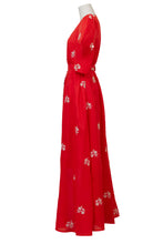 Load image into Gallery viewer, Embroidery Volume Sleeve Dress | Coral Red
