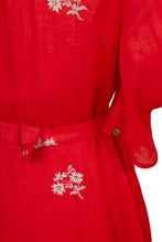 Load image into Gallery viewer, Embroidery Volume Sleeve Dress | Coral Red
