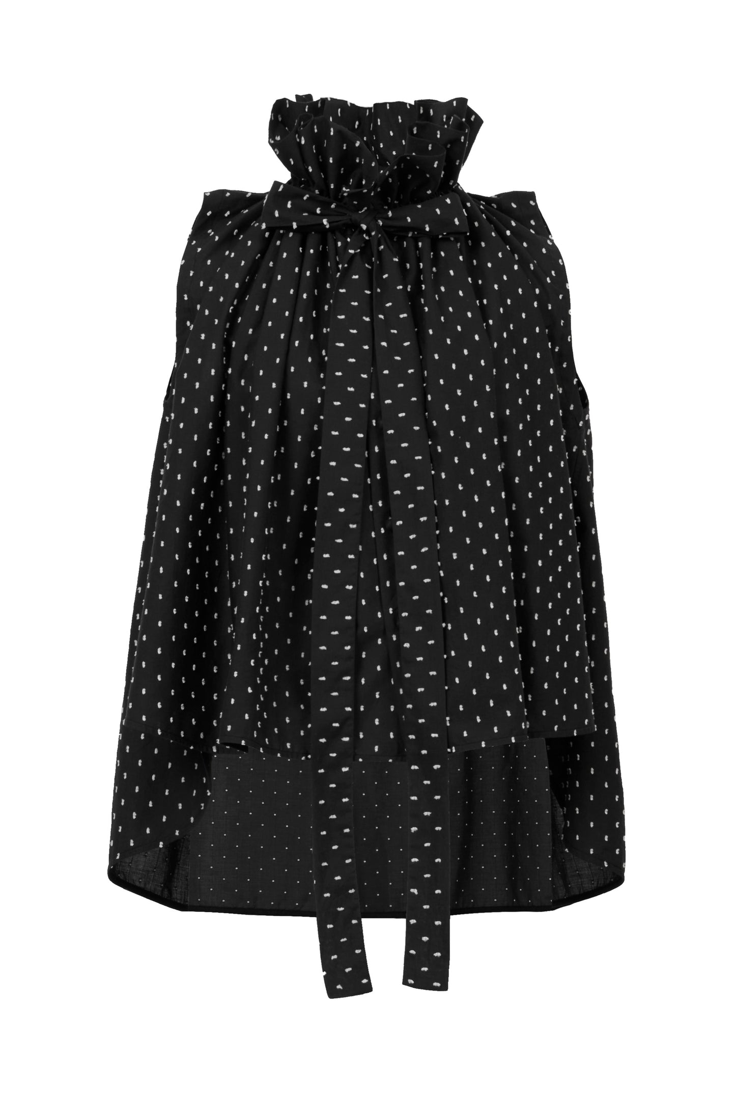 Gathered Collar Blouse | Black Dot