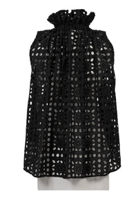 Gathered Collar Lace Blouse | Stone