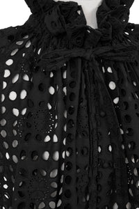 Gathered Collar Lace Blouse | Stone