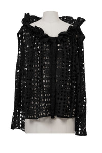 Gathered Collar Lace Blouse | Stone