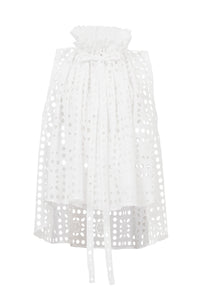 Gathered Collar Lace Blouse | Shell White