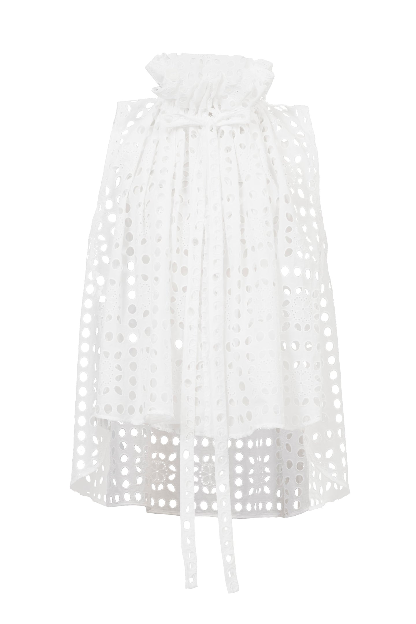Gathered Collar Lace Blouse | Shell White