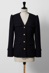 V-Neck Tweed Jacket | Stone