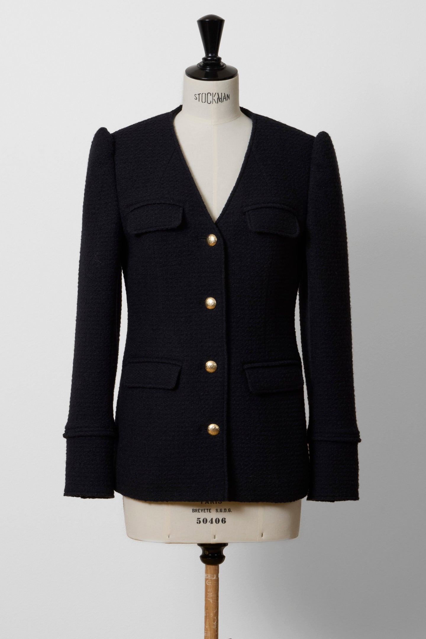 V-Neck Tweed Jacket | Stone