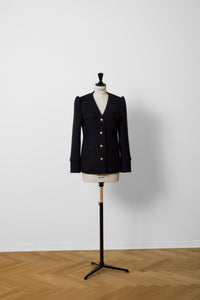 V-Neck Tweed Jacket | Stone