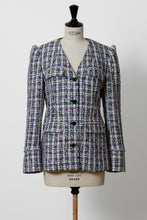 画像をギャラリービューアに読み込む, V-Neck Tweed Jacket | Plaid
