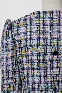V-Neck Tweed Jacket | Plaid