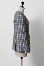 画像をギャラリービューアに読み込む, V-Neck Tweed Jacket | Plaid
