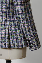 画像をギャラリービューアに読み込む, V-Neck Tweed Jacket | Plaid
