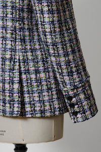 V-Neck Tweed Jacket | Plaid