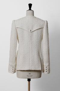 V-Neck Tweed Jacket | Pearl