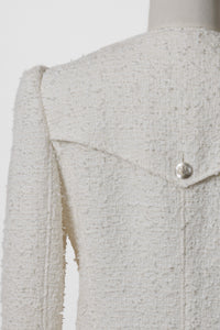 V-Neck Tweed Jacket | Pearl