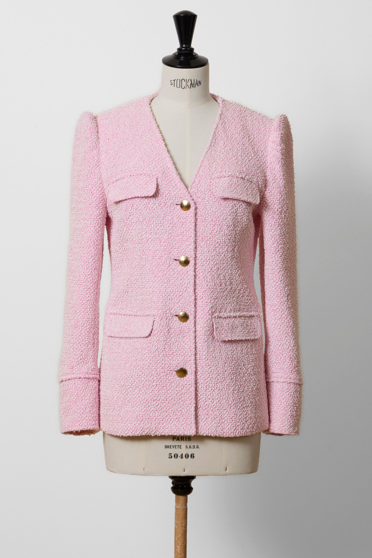 V-Neck Tweed Jacket | Rose