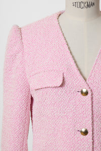 V-Neck Tweed Jacket | Rose