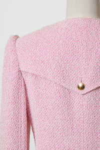 V-Neck Tweed Jacket | Rose
