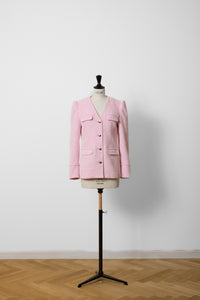 V-Neck Tweed Jacket | Rose