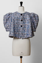 画像をギャラリービューアに読み込む, Volume Sleeve A-Line Tweed 2Way Tops | Shiny

