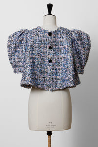 Volume Sleeve A-Line Tweed 2Way Tops | Shiny