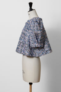Volume Sleeve A-Line Tweed 2Way Tops | Shiny