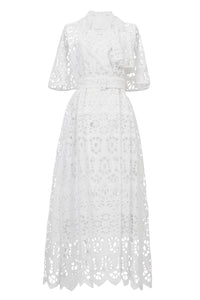 Sleeveless Lace Trench Coat | Shell White