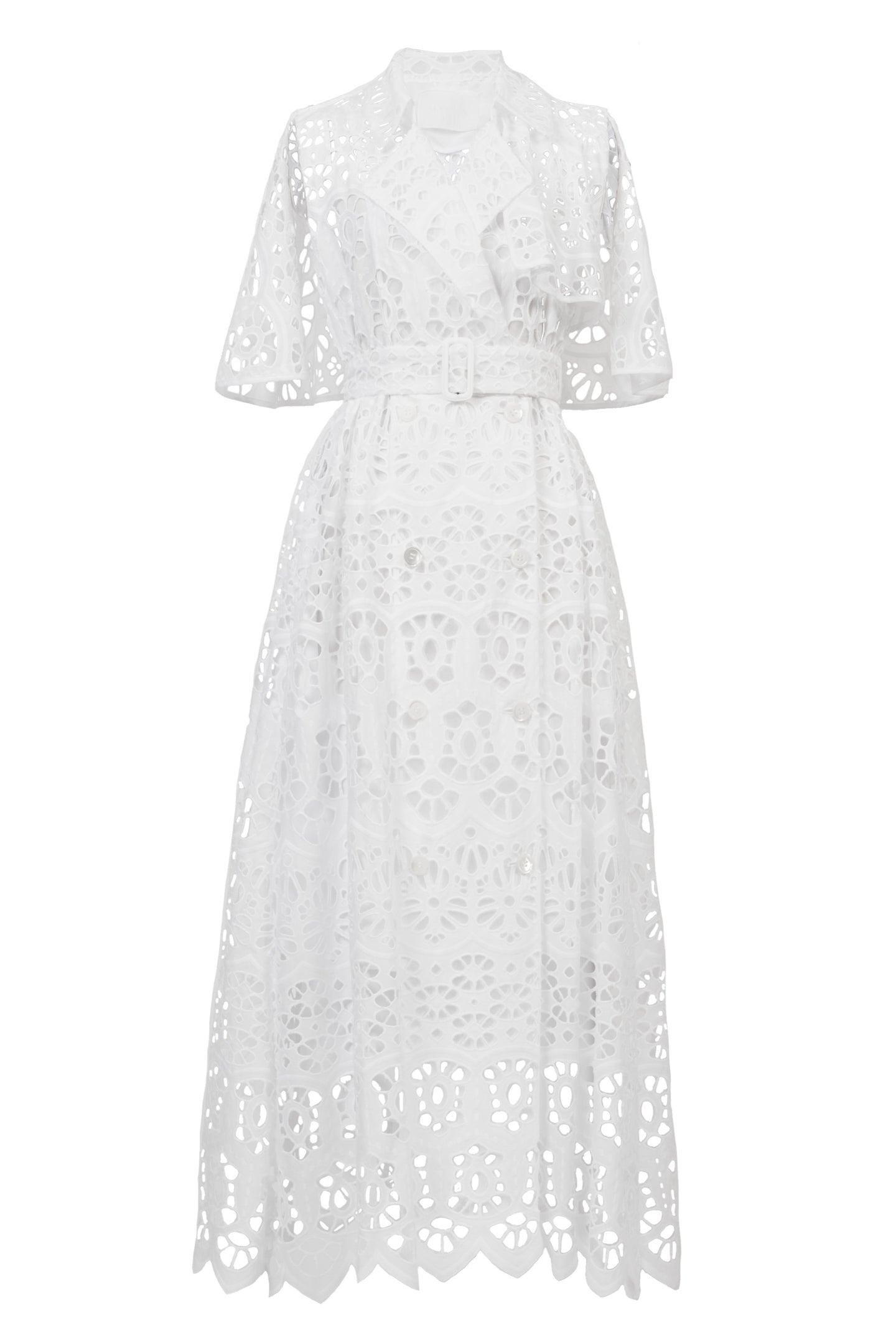 Sleeveless Lace Trench Coat | Shell White