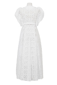 Volume Sleeve Lace Dress | Shell White