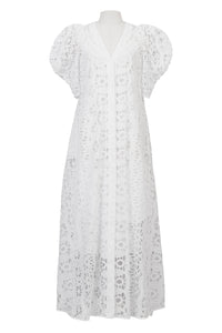 Volume Sleeve Lace Dress | Shell White