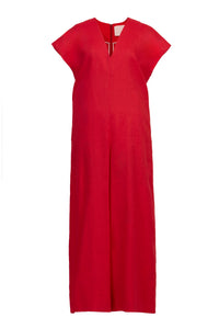 V-Neck Jumpsuit | Cherry Red