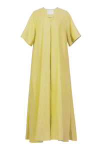 V-Neck Pleated Dress | Lemon
