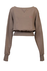 Off-Shoulder Sweatshirt | Grey Beige