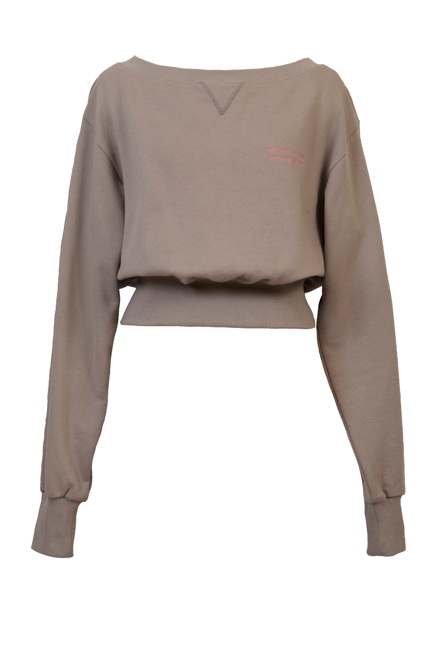 Off-Shoulder Sweatshirt | Grey Beige