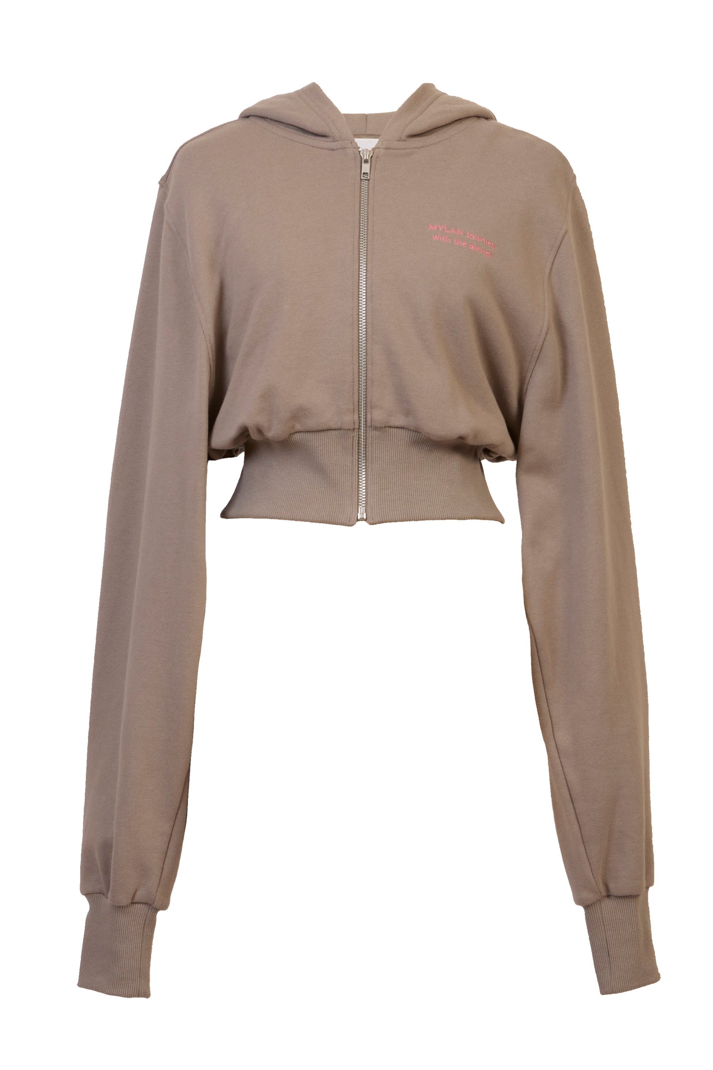 Cropped Sweat Hoodie | Grey Beige