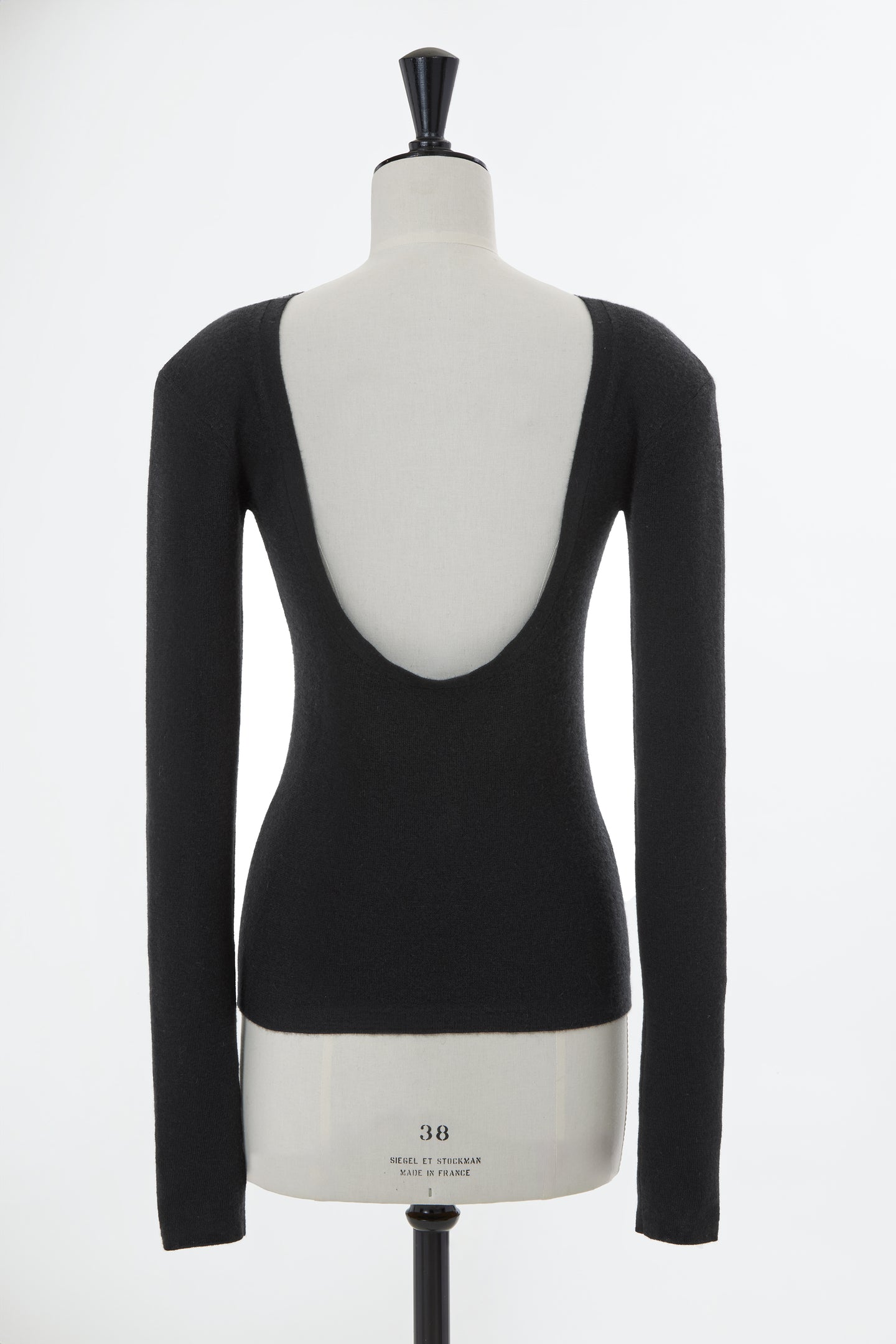 Cashmere Back-Open Knit Top | Stone