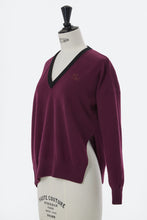 Load image into Gallery viewer, Cashmere V-Neck Asymmetrical Knit with MYLAN Logo | Charcoal Grey
