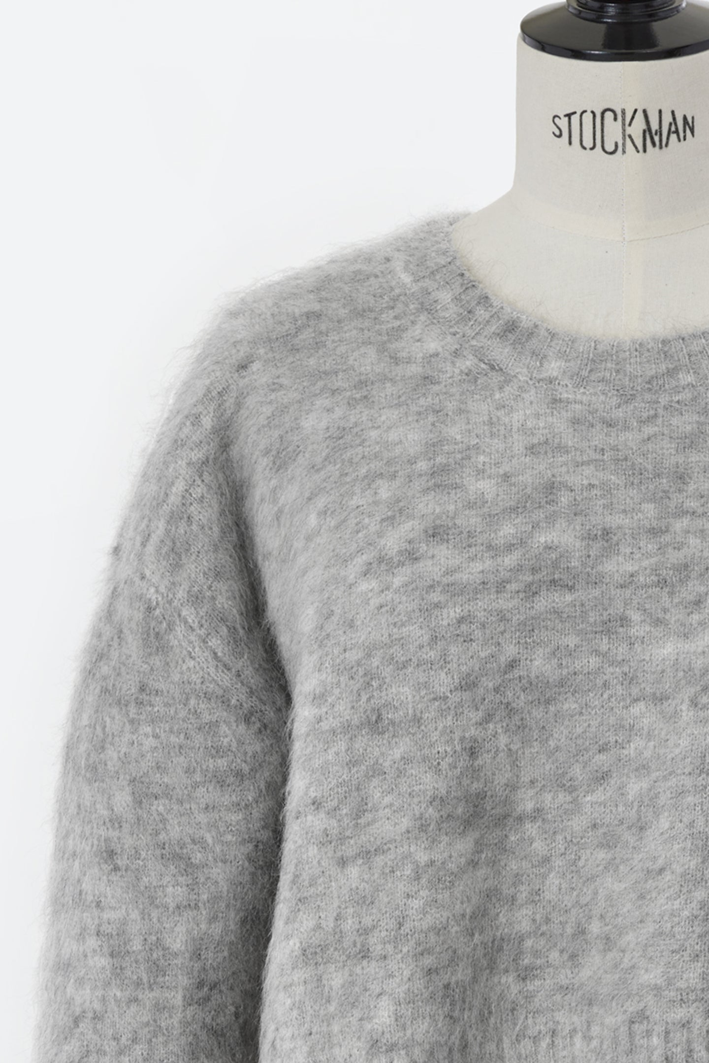 Wool Mohair Knit Short Top | Light Grey