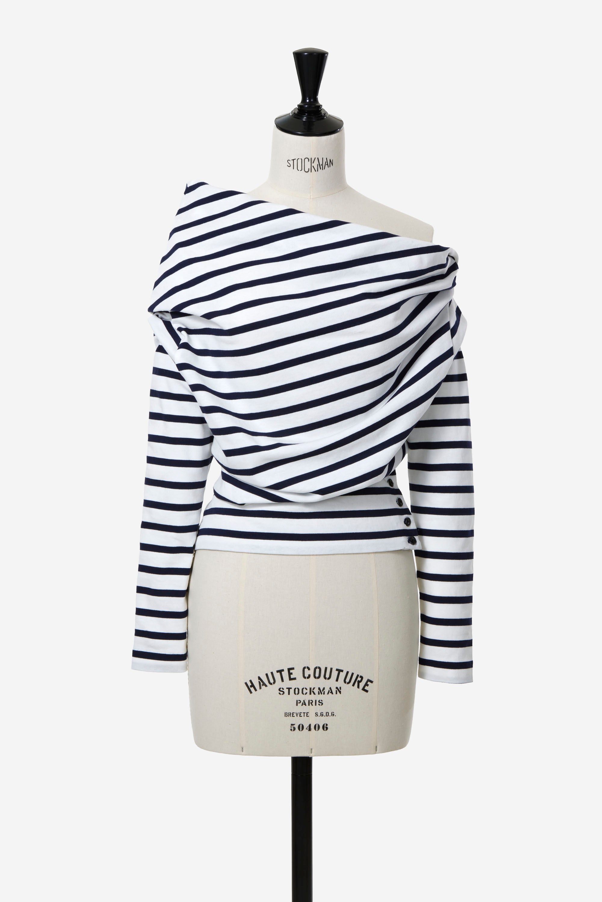 Asymmetric Off-Shoulder Striped Top | Sea Blue – MYLAN ONLINE SHOP