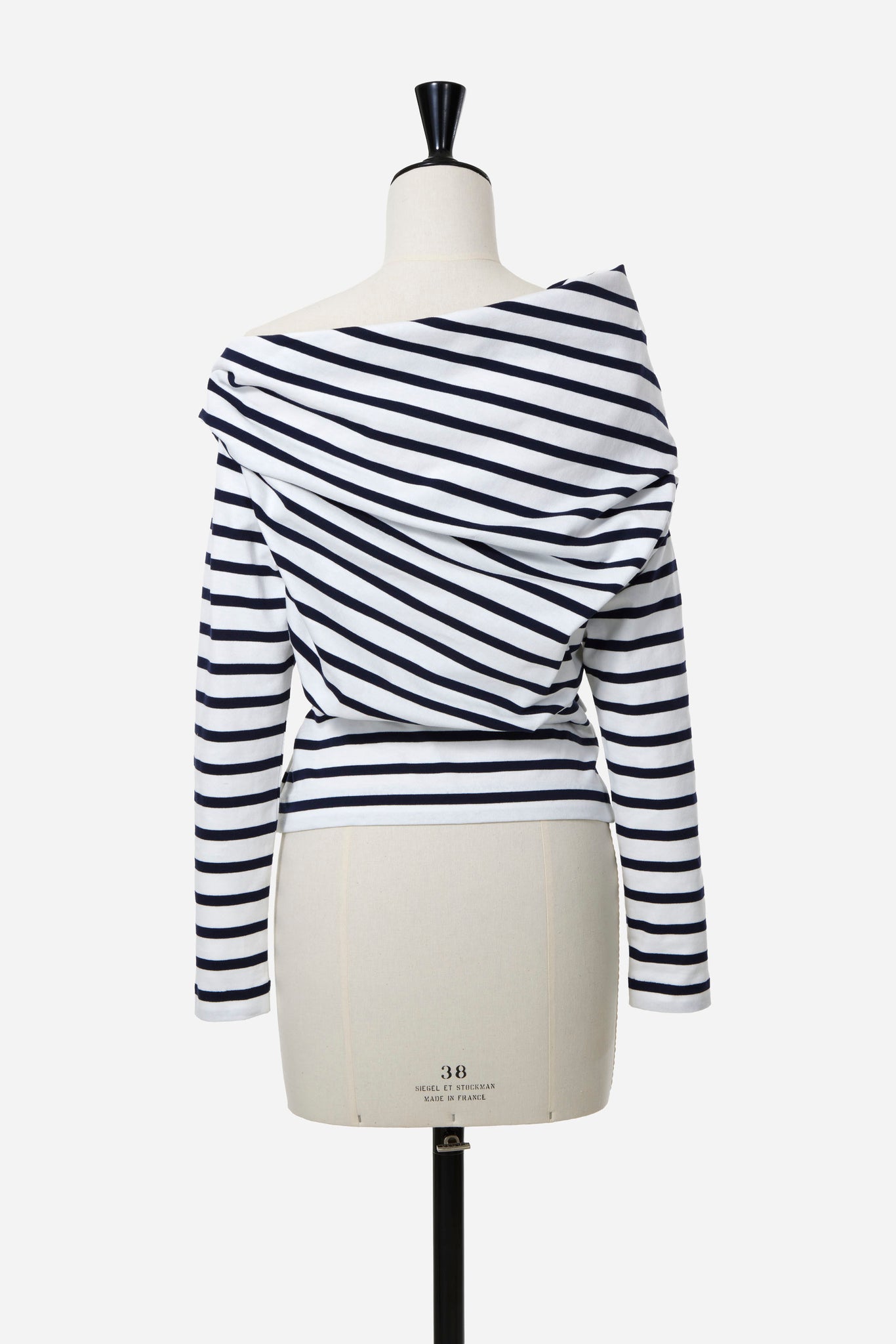 Asymmetric Off-Shoulder Striped Top | Sea Blue – MYLAN ONLINE SHOP