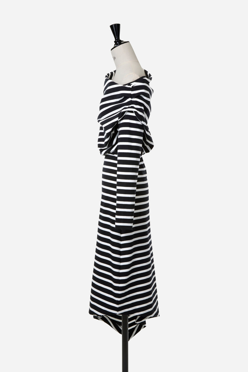 Asymmetric Striped Long Dress | Sea Blue – MYLAN ONLINE SHOP