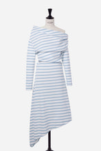 画像をギャラリービューアに読み込む, Asymmetric Striped Long Dress | Sea Blue
