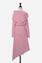 画像をギャラリービューアに読み込む, Asymmetric Striped Long Dress | Cherry Red
