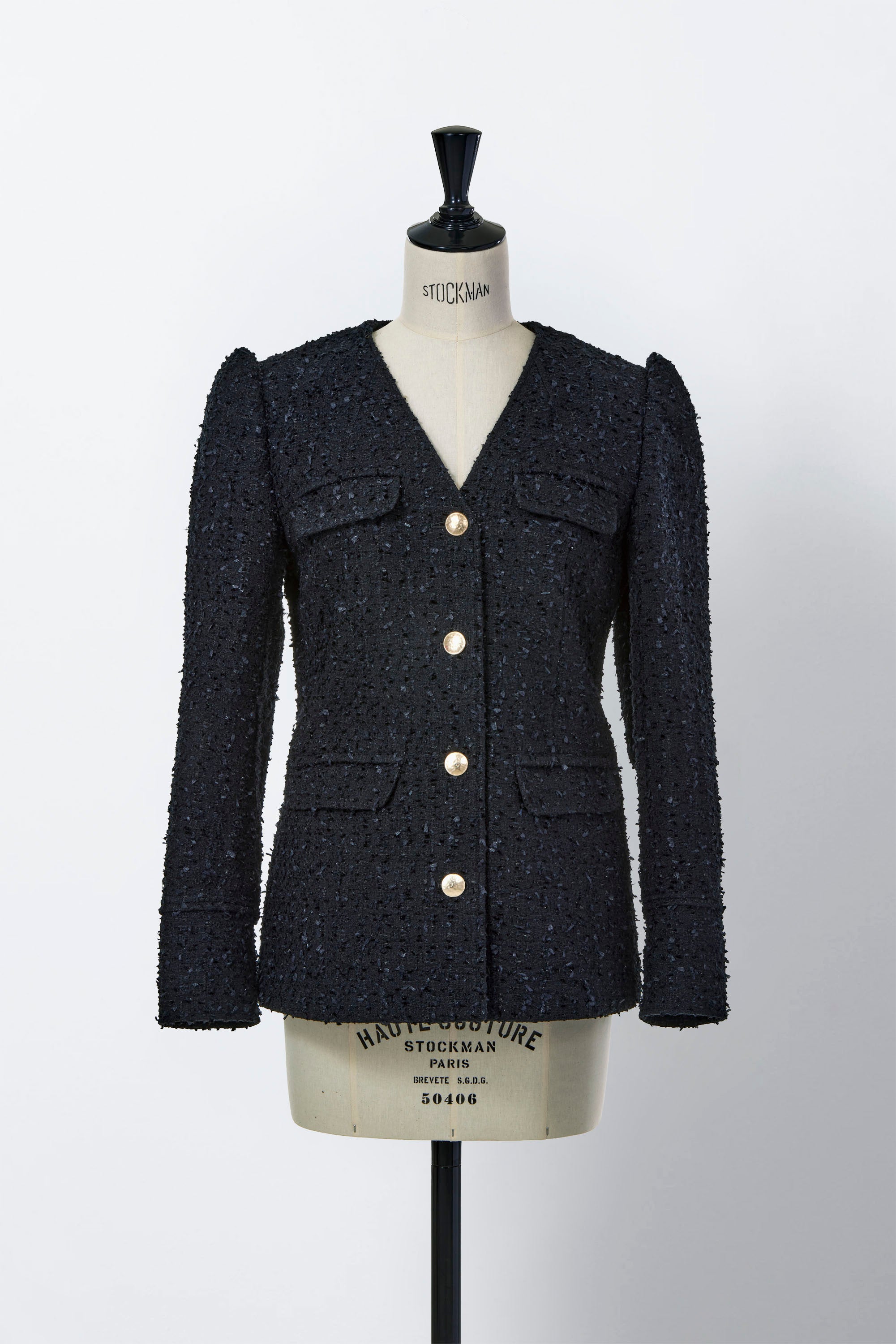 V-Neck Tweed Jacket | Stone – MYLAN ONLINE SHOP