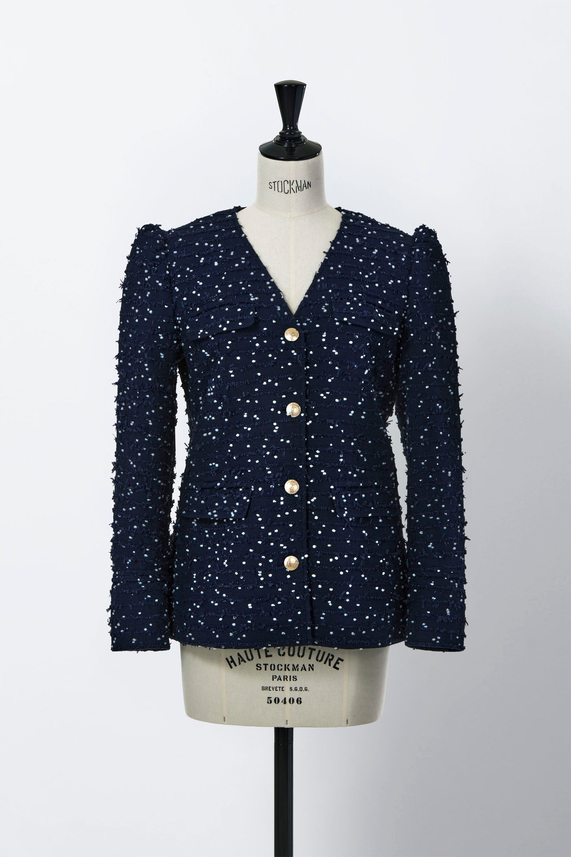 V-Neck Tweed Jacket | Stone – MYLAN ONLINE SHOP