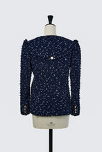 画像をギャラリービューアに読み込む, V-Neck Tweed Jacket | Navy
